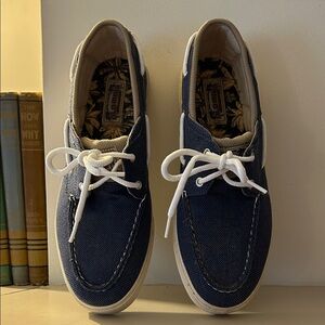 New Tommy Bahama Old Maui Navy Blue Canvas Boat Shoes